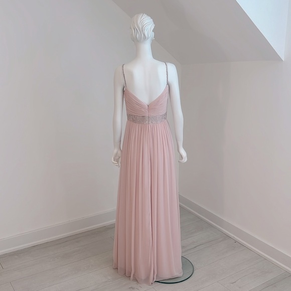 NWT SAMPLE Dessy 2944 size 8 Blush pink Lux Chiffon. Pristine Condition. - Picture 5 of 9